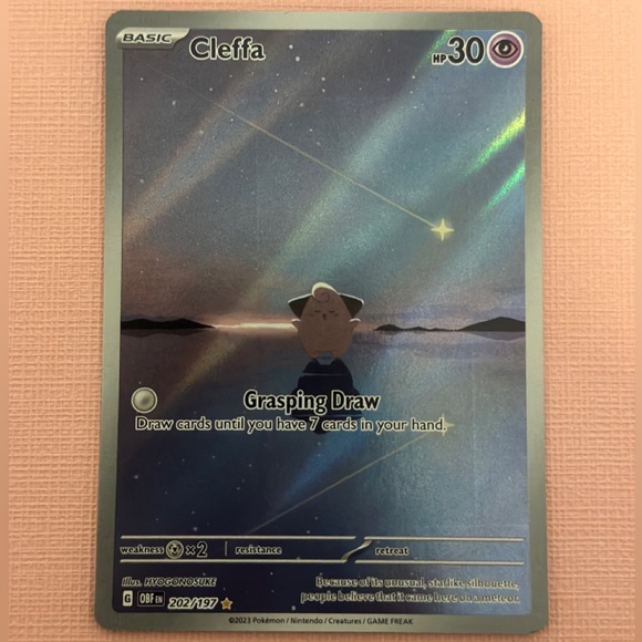 202 197 pokemon card Mélo (Cleffa) 202/197 Alternative Shiny Pokémon Gallery - Ultraboost X  Écarlate et Violet 03 Flammes Obsidiennes